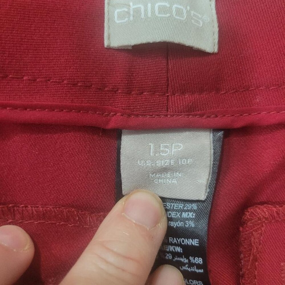 NWT Women's Chico's So Slimming Trouser in Red Sz 10P MSRP $110 - Picture 5 of 10